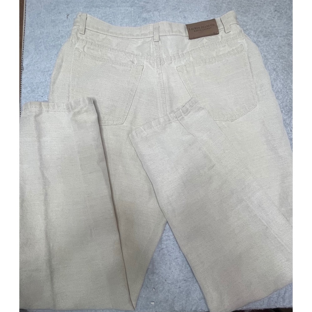 Lauren Ralph Lauren Beige Linen blend Straight Leg jeans Womens 12 VTG high rise